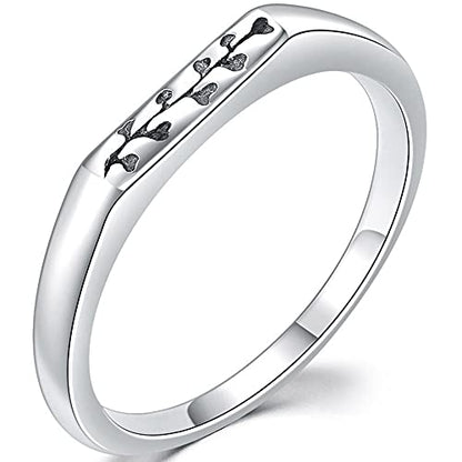 Jude Jewelers Stainless Steel Hammered Floral Narrow Signet Stacking Style Promise Statement Anniversary Ring - color: Silver