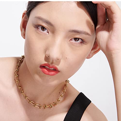 Jude Jewelers Stainless Steel Knotted Braid Chain Classical Plain Collar Choker Necklace - color: Gold