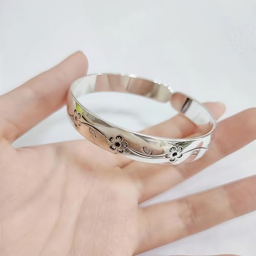 925 Sterling Silver Bracelet Plated Cuff Bangle Bracelet Fashionable Multi-layer Cross Wire Bangle Bracelet Open Adjustable Wide Cuff Bracelet for Teen Girls Fashion Jewelry - color: W-silver24