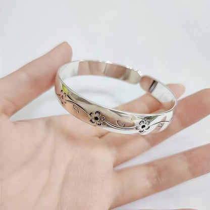 925 Sterling Silver Bracelet Plated Cuff Bangle Bracelet Fashionable Multi-layer Cross Wire Bangle Bracelet Open Adjustable Wide Cuff Bracelet for Teen Girls Fashion Jewelry - color: W-silver24