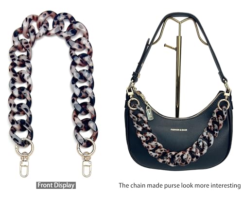 AUMEY Leopard Print Resin Chain Purse Strap, Decorative Bag Handle Replacement - color: 01- Leopard Print