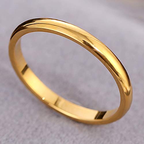 CCBFY 2 MM 4 MM Stainless Steel Ring Jewel Roman Numerals Stackable High Polish Plain Dome Tarnish Resistant Comfort Fit Ring Wedding Band Size 3-15 - color: 2mm - Gold