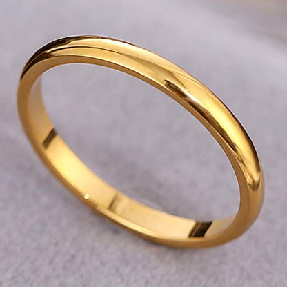 CCBFY 2 MM 4 MM Stainless Steel Ring Jewel Roman Numerals Stackable High Polish Plain Dome Tarnish Resistant Comfort Fit Ring Wedding Band Size 3-15 - color: 2mm - Gold