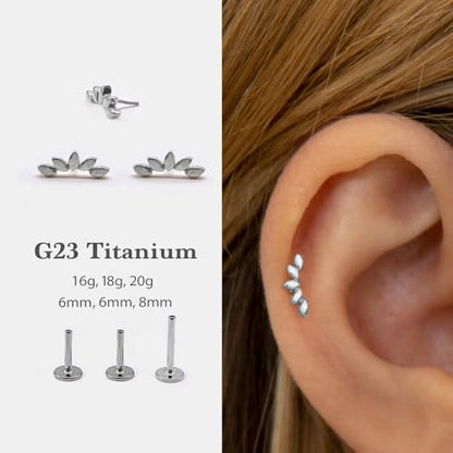 20G/18G/16G Flat Back Earrings Tiny Nose Stud, Cartilage Earring Threadless Tragus Helix Stud Conch Piercing Jewelry - color: Dot Climber (silver 2pcs), size: 18 gauge (1.0mm post)