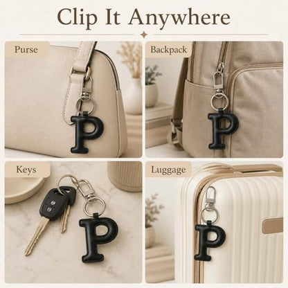 Initial Letter Keychain,Stainless Steel,Colorful Faux Leather Keyring for Backpack,Purse,Car Keys,Gift for Men Women - color: P