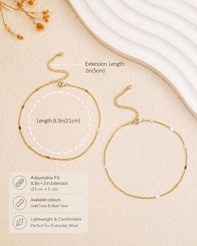 Gold Silver Ankle Bracelets for Women Waterproof 14K Gold Plated Anklets for Women Non Tarnish Dainty Layered Beaded Heart Anklet Set Summer Beach Foot Chain Jewelry Gifts Trendy Stuff - color: H- Non Tarnish Anklets-Gold