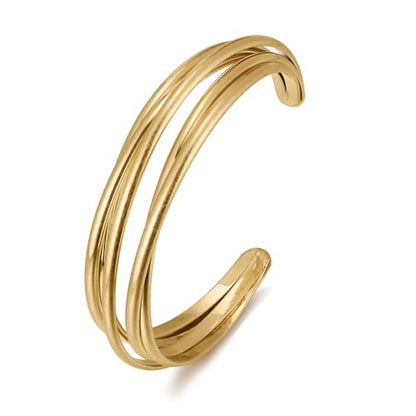 Gold Cuff Bracelet for Women Chunky Multi-layer Cross Wire Open Bracelet Hollow Wide Cuff Bracelets Adjustable Gold Open Cuff Bangle Bracelet - color: Wire Hollow Matte Gold Bracelet