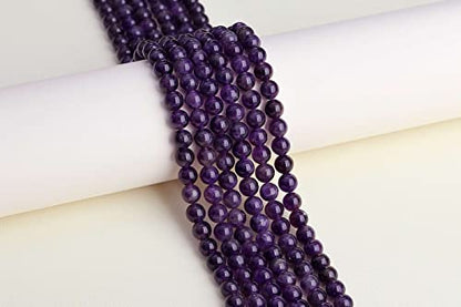 LAIDANLA Amethyst 6mm Natural Stone Beads Round Loose Gemstone Stone Beads for DIY Bracelet Necklace Earrings Jewelry Making Polishing Genuine Real Beading Crystal 96PCS 2 Strand 32" - color: D-Amethyst, size: 6mm