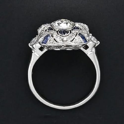 S925 Sterling Silver Vintage Fashion Women's Jewelry Sapphire Gemstone Cocktail Anniversary Ladies Wedding Engagement Ring Size 6-10 CZC685 - size: 10