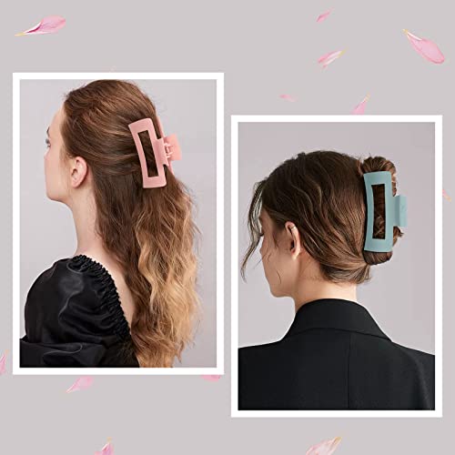 Mandydov 8 Pcs Large Hair Claw Clips 4.1 Inch Non-slip Big Square Matte Claws for Women, Strong Hold Banana Clips for Thick Thin Hair - color: Candy