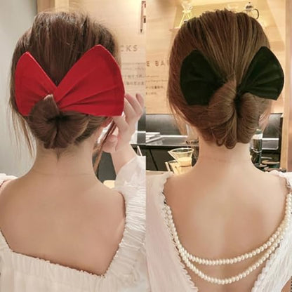 TEHAUX 5pcs Women’s Hair Bun Curler Set Twisted Bowknot Donut Hair Bun Maker Mixed Color for Updo and Daily Use