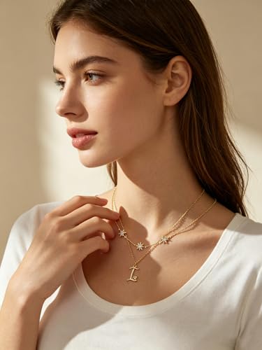 14K Gold A-Z Initial Lette Necklace Star Choker Women Necklace | Personalized Initial Jewelry, Meaningful Name Letter Gift for Women Wife Mom Friend, Perfect Present For Birthday/Anniversary - style: 14K Gold-I