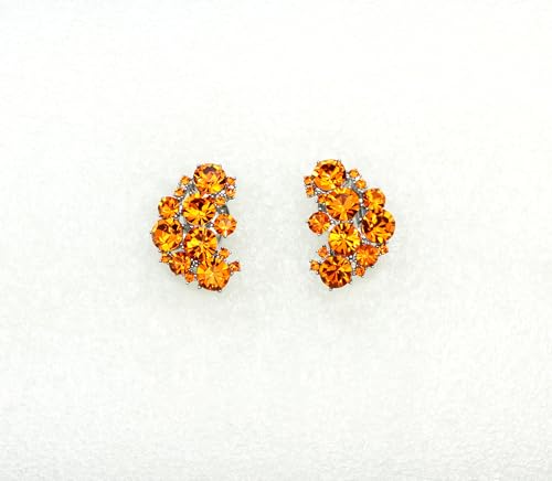 Faship Gorgeous Clip Ons Floral Earrings - color: Orange