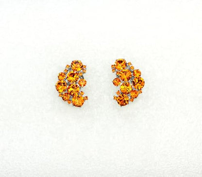Faship Gorgeous Clip Ons Floral Earrings - color: Orange