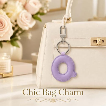 Initial Letter Keychain,Stainless Steel,Colorful Faux Leather Keyring for Backpack,Purse,Car Keys,Gift for Men Women - color: Q