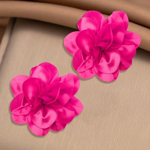 2Pack 6inch Extra Large Satin Brooches Lapel Pins Dainty Elegant Fabric Camellia Rose Flower Brooch Pin for Women Wedding Part Dance Clothes Accessories Jewelry - color: Rose Red