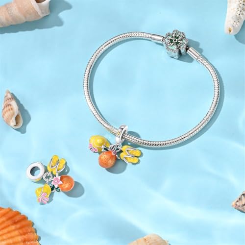 Pandach 925 Sterling Silver Charms for Bracelets and Necklaces Travel Round The World Beads Charms Relaxation Dangle Pendant,Jewelry Beads Gifts for Women - style: Beach Holiday Charms