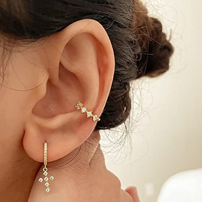 DAILY VIBES Cute Gold Mini Dangle Huggie Hoop Earrings for Women Trendy | 14K Gold Plated, Dainty Cubic Zirconia, Small Hoop Earrings with Charm Drop, Jewelry Gift for Women Ladies - color: Cross B CZ