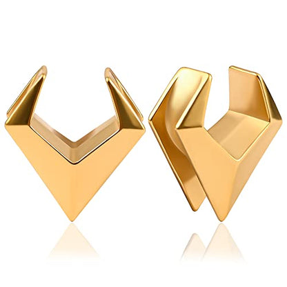 DOEARKO 2PCS Ear Gauges Cool Rhombus Saddle Ear Plugs Body Piercing Tunnels 316 Stainless Steel Hypoallergenic Earrings Plugs for Ears Expander Body Jewelry - color: Gold, size: 12mm(1/2")