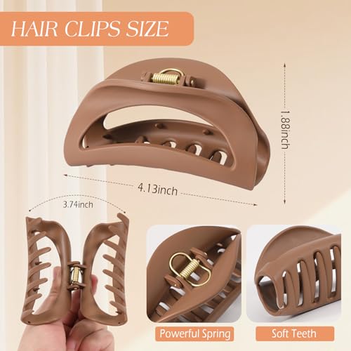 3 Pcs Flexible Hair Clip, 4.1Inch Flexible Claw Clip for Sleeping | Unsnappable Soft Claws Clips for Lying Down & Driving, Non-slip Strong Hold Hair Clips for Thin Thick Hair, Brown&Pink - color: Brown-pink