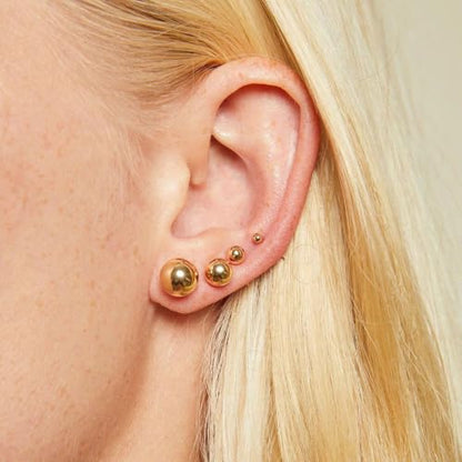 3/4 Pairs Stainless Steel Ball Stud Earrings, High Polished Round Ball Earrings Set for Women & Men 4-10mm - color: Gold