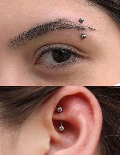 20G 16G 14G 12G Eyebrow Rook Daith Piercing Jewelry 316L Surgical Steel Vertical Lip Labret Belly Button Ring Snake Eyes Tongue Ring Curved Barbell 6mm(1/4") 8mm(5/16") 10mm (3/8") 12mm(1/2") - color: Silver, size: 20G(0.8mm)-6/8/10/12mm Bars