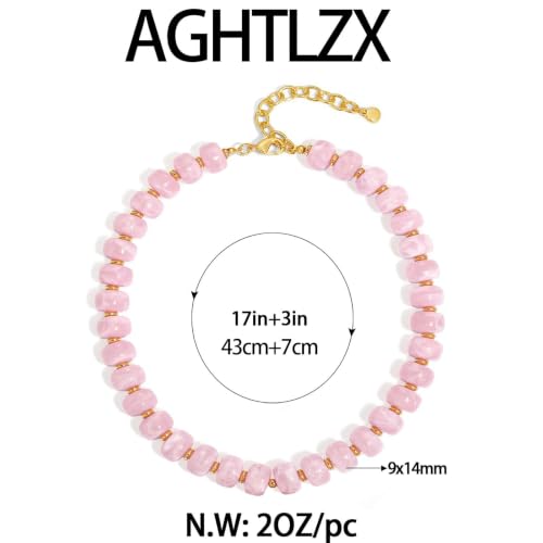 Chunky Beaded Necklace for Women, Colorful Trendy Statement Summer Jewelry Gift - color: necklace-34