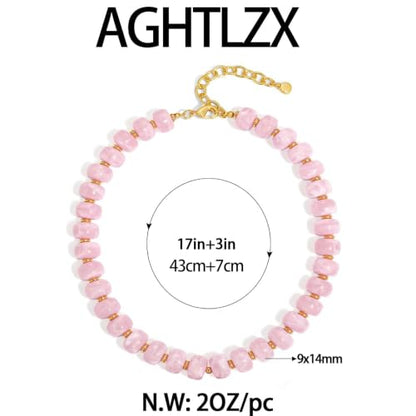 Chunky Beaded Necklace for Women, Colorful Trendy Statement Summer Jewelry Gift - color: necklace-34