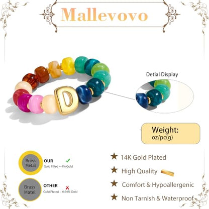 Bubble Initial Chunky Beaded Bracelet for Women Colorful Resin Bead Trendy Statement Big Stretch Bracelets Summer Beach Boho Charm Jewelry Cute Gifts for Women - color: Initial D