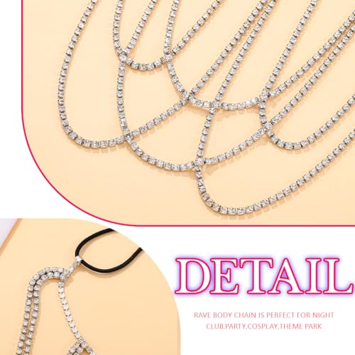 REETAN Thigh Garter Belt Rhinestone Leg Chain for Women - style: Style B-Silver