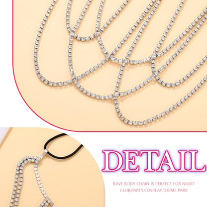 REETAN Thigh Garter Belt Rhinestone Leg Chain for Women - style: Style B-Silver