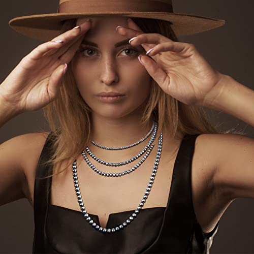 Western Jewelry Navajo Pearl Necklace for Women Handmade Long Boho Turquoise Pearls Layered Necklaces for Cowgirls - color: 4 Pearl Necklaces
