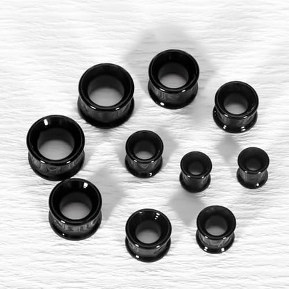 Vankula 2PCS 8-16mm Glass Ear Gauges Plugs and Tunnels Black Double Flared Saddle Ear Stretcher Expander Body Jewelry - color: Black, size: 20mm