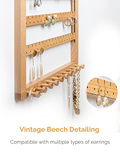Mymazn Beech Earring Wall Holder Hanging Jewelry Organizer Assembly Display Wall Mount Organizer for Necklaces Rings Scrunchies - color: yellow