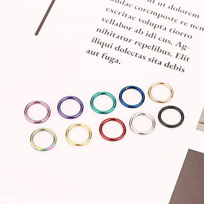 Besteel 10PCS Septum Nose Rings Hoops for Women Men - 16G 18G 316L Surgical Stainless Steel Hinged Clicker Lip Helix Rook Tragus Daith Conch Piercing Jewelry Cartilage Sleeper Earrings Set 8/10/12MM - style: 10 PCS - 16G 8MM