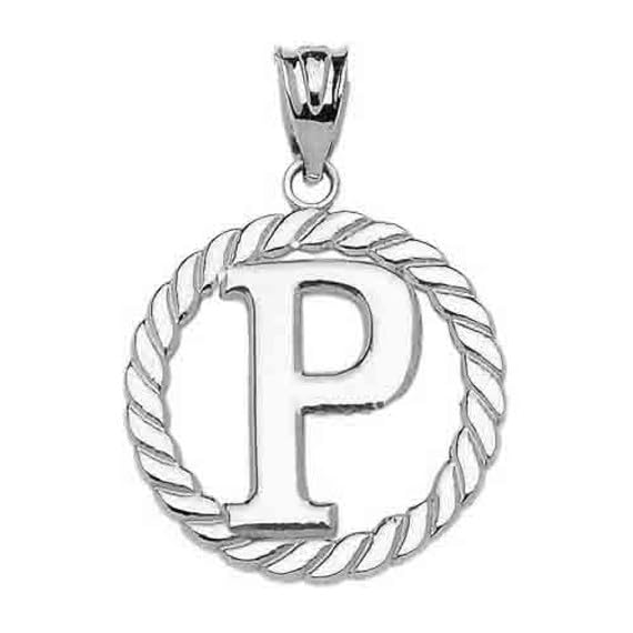 Claddagh Gold Fine 925 Sterling Silver Personalized Initial A-Z Roped Circle Charm Pendant - style: P