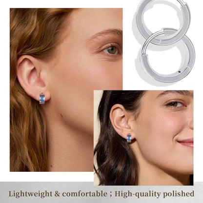 Limerencia Implant Grade Titanium Chunky Wide Huggie Hoop Earrings | Hypoallergenic,G23 Pure Titanium,Waterproof,Thick Huggie for Sensitive Ears - color: Silver