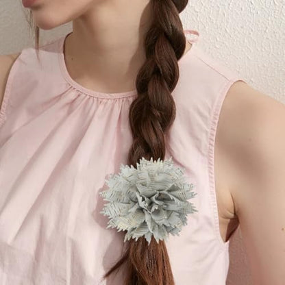 12cm Holiday Handmade Fabric Flower Brooch Pin for Women Girls Fashion Gold Thread Stripes Peony Brooches Lapel Hair Pins Dainty Anniversary Wedding Festival Dress Accessories Gift - color: Reseda