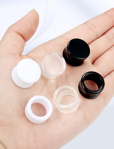 Ears Gauges Tunnels Plugs for Women Acrylic Solid Tunnel Ear Gauge Stretching Kit 6G to 1 1/4 Inch (4MM- 30MM) Expander Stretcher Plug Earrings Piercing Jewelry for Women Black White Clear - style: 5/8 inch, Black White Clear