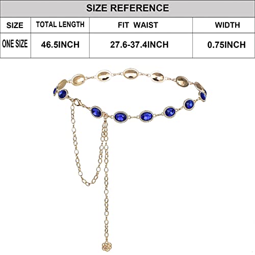 ILuvatar Green Glass Diamond Chain Belt - Metal Women's Western Style Dress Belt - color: F008-db