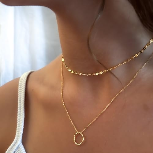 Annika Bella Choker Necklace, Gold Chain for Women, Length 13-16 Inches, Minimalist Necklaces for Women, Lace/Link/Tubes/Dotted Chain Chokers. - style: Lace Chain