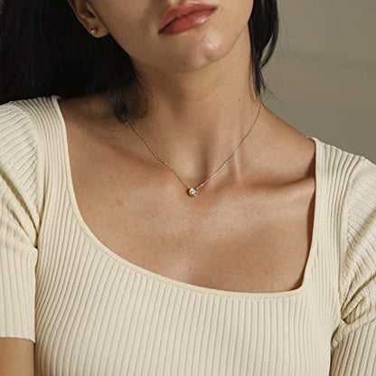 S.Leaf 18K Gold Plated Cubic Zirconia Choker Necklace for Women 925 Sterling Silver Layered Coin Moon Star Heart Circle Crystal Lariat Pendant Necklaces Gifts for Women Trendy - color: Bead_Gold
