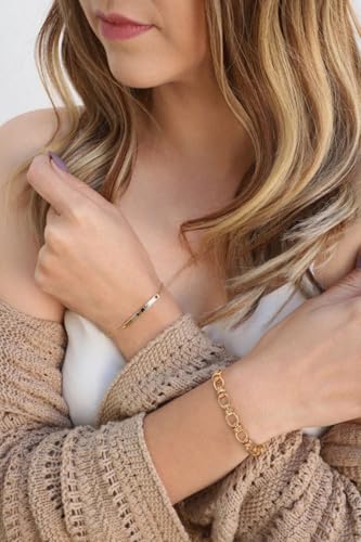 SOFYBJA 18k Gold Plated Personalized Chunky Cuban Oval Link Chain Bracelets for Men Toggle Rope Bracelet Jewelry for Women - style: Chunky Oval Twist Chain Link Bracelet