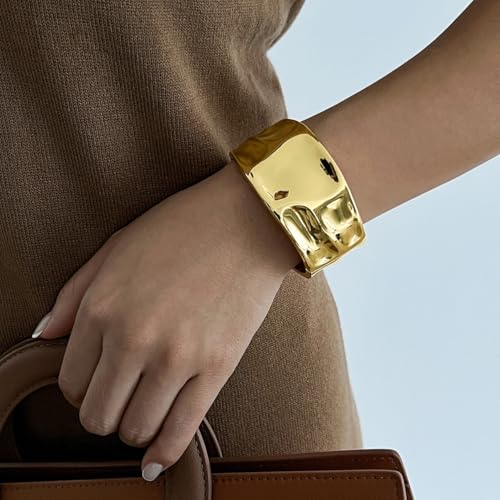 Gold/Silver Cuff Bangle Bracelets For Women Chunky Waterdrop Twisted Hinged Bangle Bracelets Minimalist Arm Cuff Bracelet Jewelry Gifts - color: 1Gold