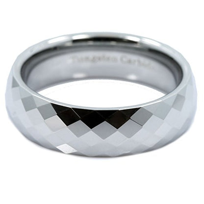 Tungsten Carbide Faceted Honeycomb Wedding Band Plated in Gold, Rose Gold or Black Ring - color: Polished-6mm