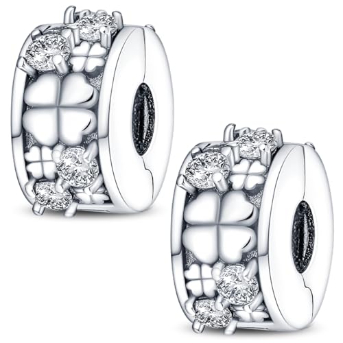 Pandach 925 sterling silver Clip Spacer Charm for Bracelet Clip Lock Stopper Bead Spacer European Openable Beads 2Pcs - style: 2-PAC289