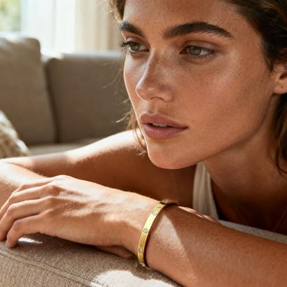 Gold Chain Bangle Bracelets For Women,18K Gold-plated Friendship Love Stainless Steel Jewelry Birthday Gifts Jewelry - color: Golden