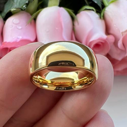 TUTISS 4mm 6mm 8mm 10mm Silver/Gold/White Tungsten Rings for Men Women Couple Fashion Jewelry Anniversary Engagement Wedding Bands Domed Polished I Love You Engraved Comfort Fit - color: 8mm Gold Tungsten I Love You