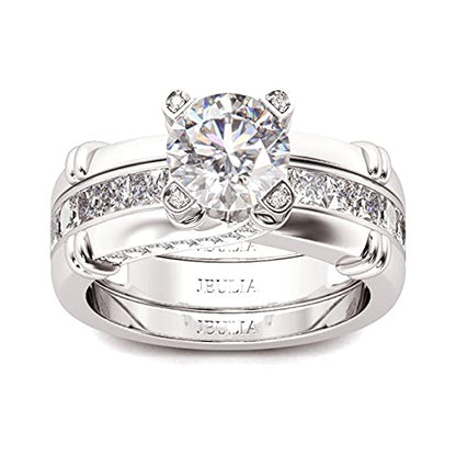Jeulia Diamond Band Rings for Women cz Sterling Silver Interchangeable Ring Sets Wedding Engagement Anniversary Promise Ring Bridal Sets - color: silver