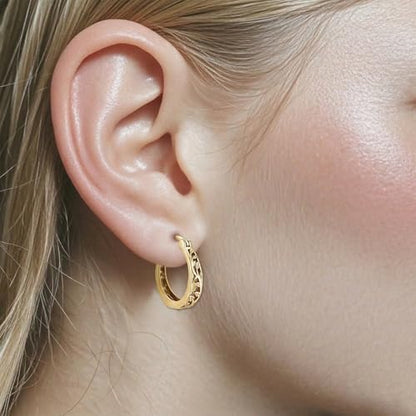 14K Gold Earrings for Women Gold Filigree/Celtic Huggie Earrings Jewelry Easter Mothers Day Gifts for Mom Girlfriend - style: Tree of Life
